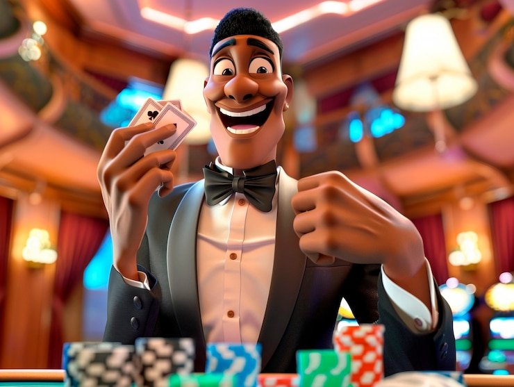 Multi-camera studio view showing dealer, cards, roulette wheel, and player chat interface on screen